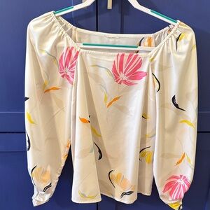 Target Blouse with Balloon 3/4 Sleeves Pink and Yellow Floral